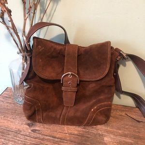 Coach Suede / Leather Brown Cross Body purse